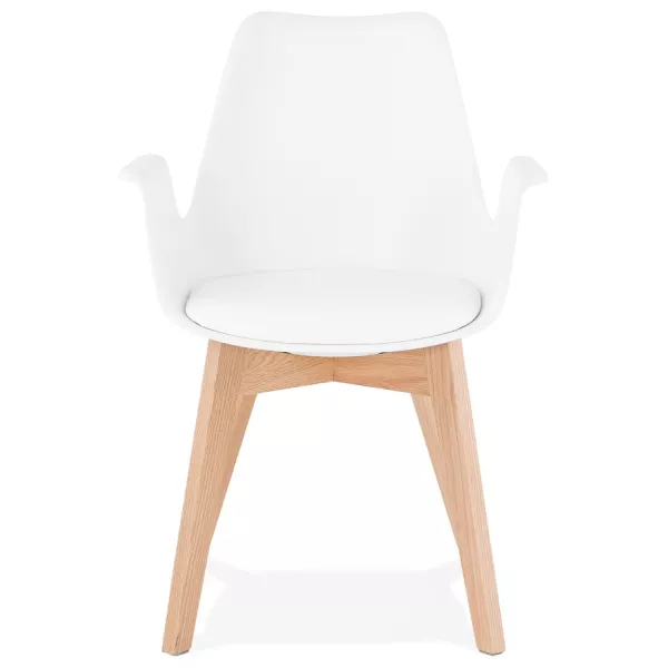 Chaise design scandinave avec accoudoirs KALLY pieds bois couleur naturelle (blanc) à associer à Chaises Contemporaines En Cuir