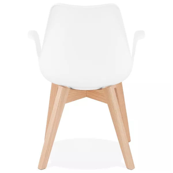 Chaise design scandinave avec accoudoirs KALLY pieds bois couleur naturelle (blanc) à associer à Chaises Pliantes Pratiques Et R