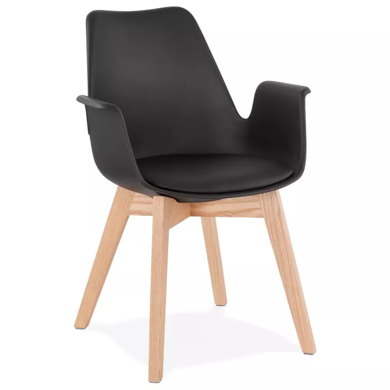 Sedia di design scandinava con piedi KALLY in legno di colore naturale (nero) associarsi a Sedie Di Design Per Sala Da Pranzo