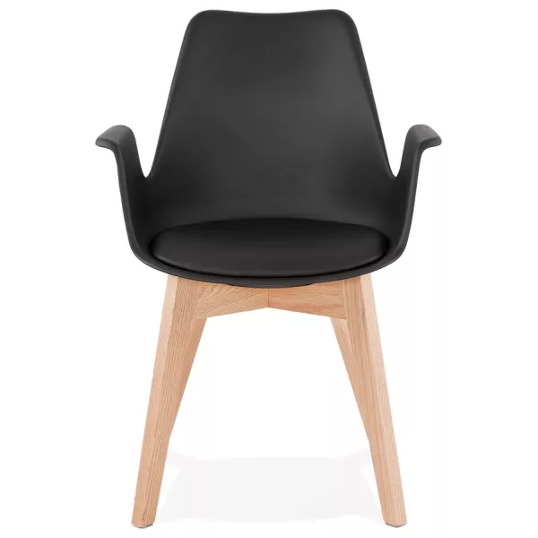 Chaise design scandinave avec accoudoirs KALLY pieds bois couleur naturelle (noir) à associer à Chaises En Bois Massif De Haute 