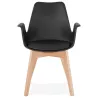 Chaise design scandinave avec accoudoirs KALLY pieds bois couleur naturelle (noir) à associer à Chaises En Bois Massif De Haute 