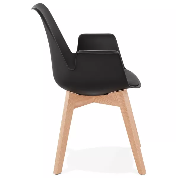 Chaise design scandinave avec accoudoirs KALLY pieds bois couleur naturelle (noir) à associer à Chaises Avec Accoudoirs Pour Plu