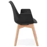 Chaise design scandinave avec accoudoirs KALLY pieds bois couleur naturelle (noir) à associer à Chaises Avec Accoudoirs Pour Plu