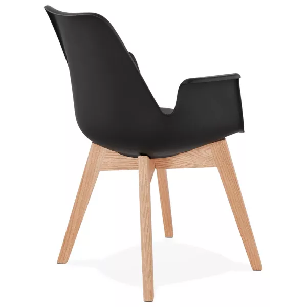 Chaise design scandinave avec accoudoirs KALLY pieds bois couleur naturelle (noir) à associer à Chaises En Bois Massif De Haute 