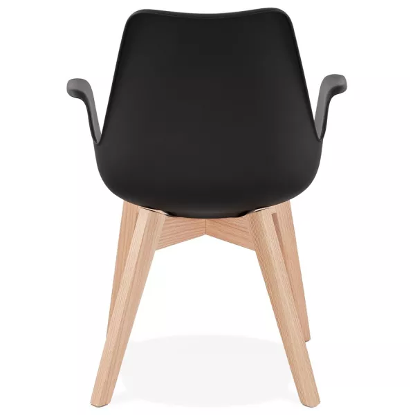 Chaise design scandinave avec accoudoirs KALLY pieds bois couleur naturelle (noir) à associer à Chaises Confortables Pour Bureau