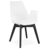 Chaise design scandivave avec accoudoirs KALLY pieds bois couleur noire (blanc)