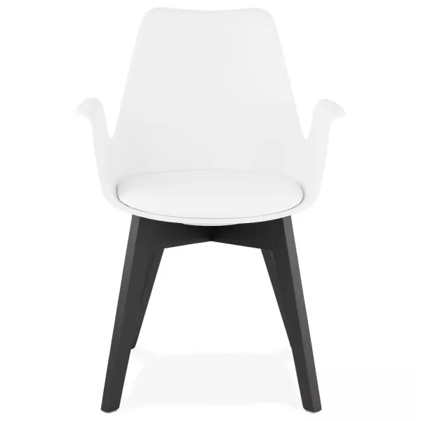 Chaise design scandivave avec accoudoirs KALLY pieds bois couleur noire (blanc)