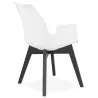 Chaise design scandivave avec accoudoirs KALLY pieds bois couleur noire (blanc)