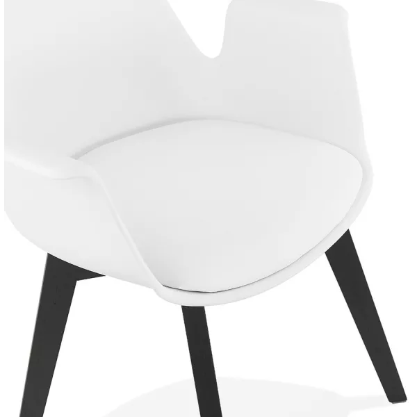 Chaise design scandivave avec accoudoirs KALLY pieds bois couleur noire (blanc)