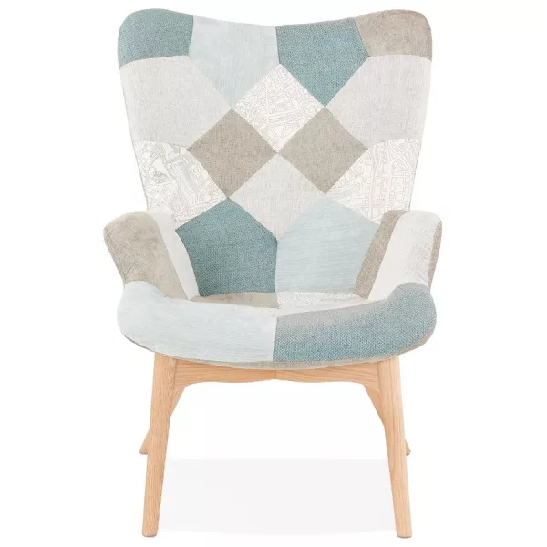 Fauteuil patchwork design scandinave LOTUS (bleu, gris, beige) à associer à Fauteuils De Cuisine Fonctionnelles Et Stylées