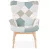 Fauteuil patchwork design scandinave LOTUS (bleu, gris, beige) à associer à Fauteuils De Cuisine Fonctionnelles Et Stylées