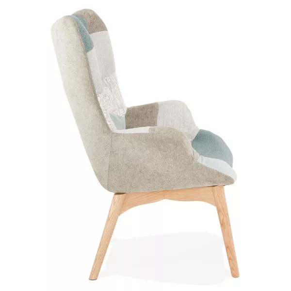 LOTUS Scandinavian design patchwork chair (blue, grey, beige) to associate with Industrial Armchairs In Metal And Wood