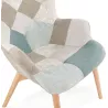 Fauteuil patchwork design scandinave LOTUS (bleu, gris, beige) à associer à Fauteuils Rembourrées Pour Un Confort Optimal