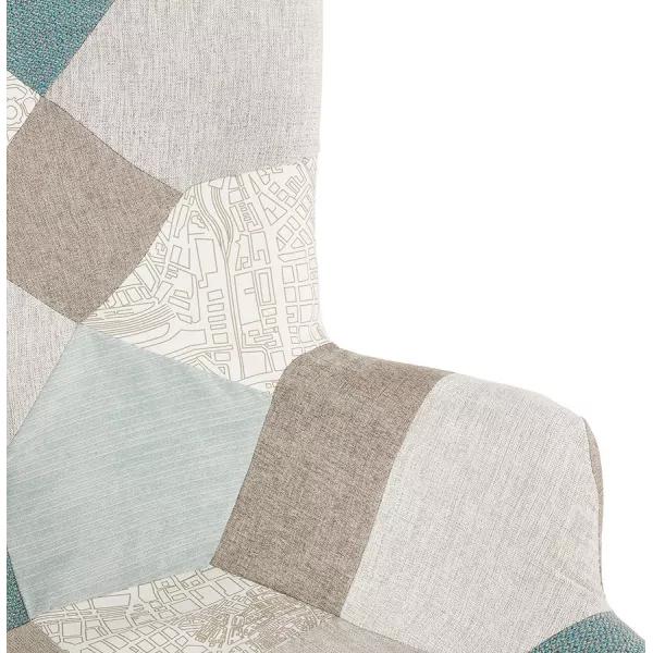 Fauteuil patchwork design scandinave LOTUS (bleu, gris, beige) à associer à Fauteuils Design Pour Salle À Manger