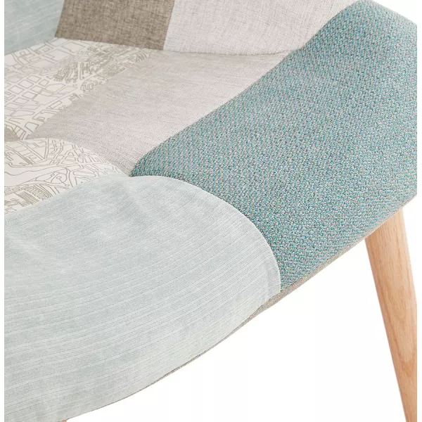 LOTUS Scandinavian design patchwork chair (blue, grey, beige) to associate with Rattan Armchairs For A Natural Style