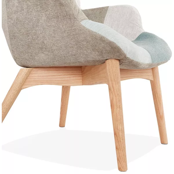 Fauteuil patchwork design scandinave LOTUS (bleu, gris, beige) à associer à Fauteuils Design Pour Salle À Manger