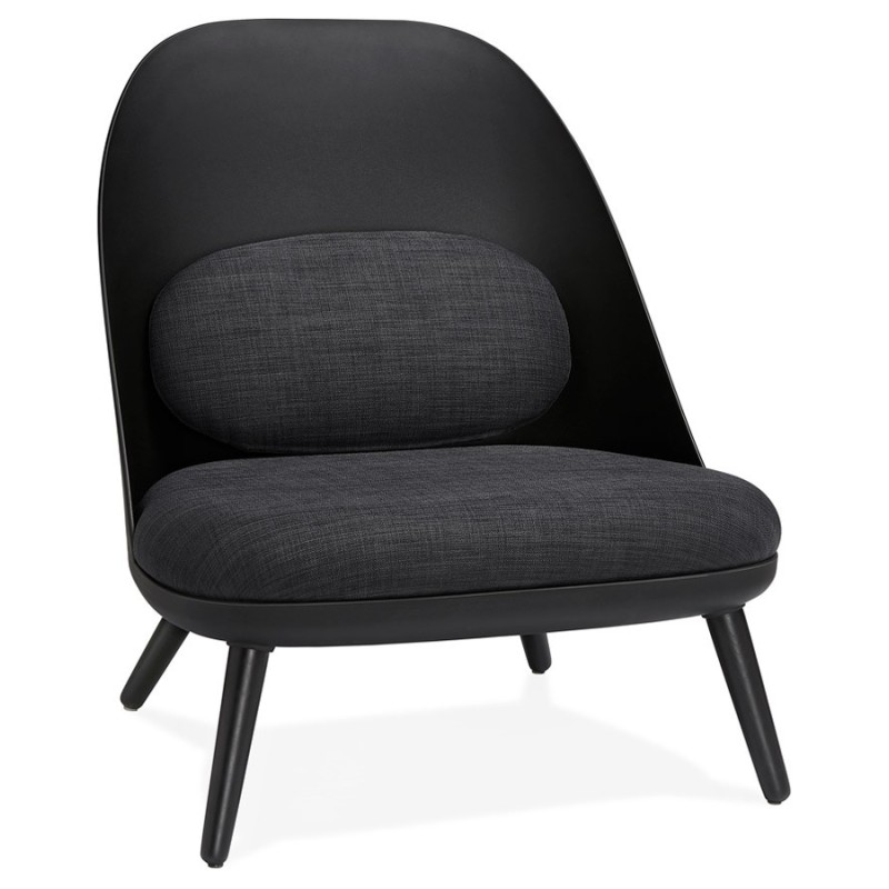 Fauteuil lounge design scandinave AGAVE (gris foncé, noir)