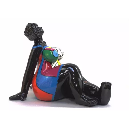 Statua scultura decorativa disegno WOMAN EXOTIC ASSISE in resina H38 cm (Multicolore) associarsi a Comodi oggetti decorativi per