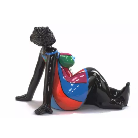 Statua scultura decorativa disegno WOMAN EXOTIC ASSISE in resina H38 cm (Multicolore) associarsi a Oggetti decorativi impilabili