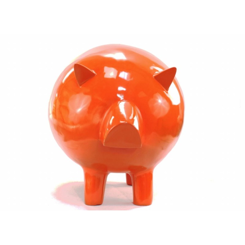 Escote decorativo escultura diseño COCHON en resina H65 cm (Naranja)