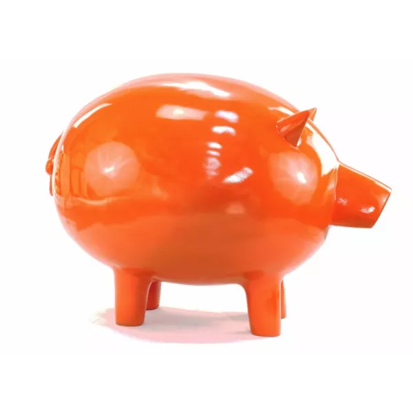 Statue decorative sculpture design COCHON in resin H65 cm (Orange)