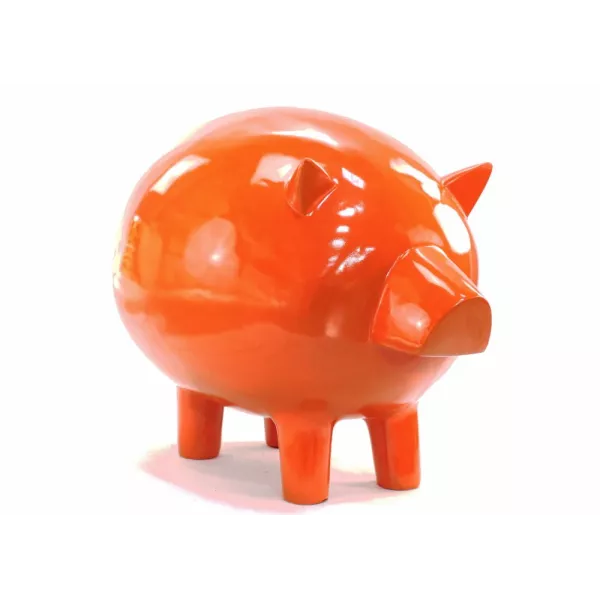 Statue decorative sculpture design COCHON in resin H65 cm (Orange)