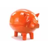 Statue decorative sculpture design COCHON in resin H65 cm (Orange)