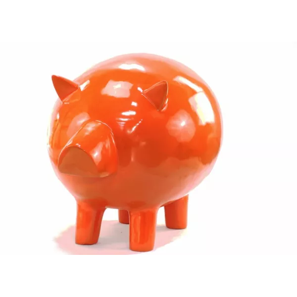 Statue decorative sculpture design COCHON in resin H65 cm (Orange)