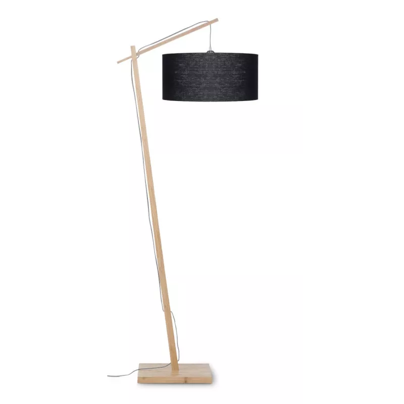 Lampe sur pied en bambou et abat-jour lin écologique ANDES (naturel, noir)