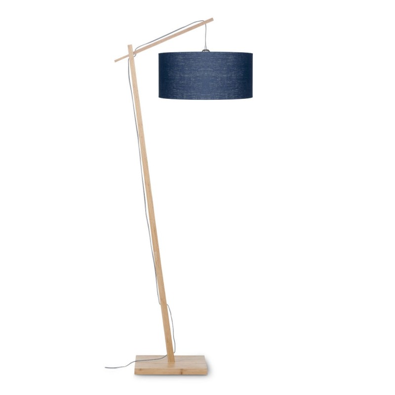 ANDES grüne Leinenlampe (natürliche, blaue Jeans) mit assoziieren Rattan-Stehlampen für einen natürlichen Stil