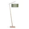 Lampe sur pied en bambou et abat-jour lin écologique ANDES (naturel, vert foncé)