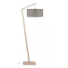 Lampe sur pied en bambou et abat-jour lin écologique ANDES (naturel, lin foncé)