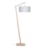 Lampe sur pied en bambou et abat-jour lin écologique ANDES (naturel, gris clair)