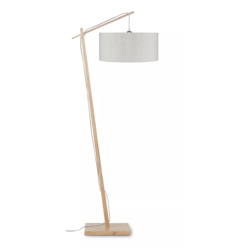 Lampe sur pied en bambou et abat-jour lin écologique ANDES (naturel, lin clair)