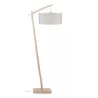 Lampe sur pied en bambou et abat-jour lin écologique ANDES (naturel, lin clair)