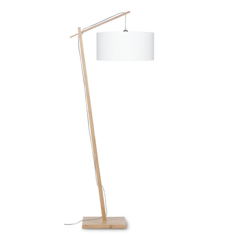 Lampe sur pied en bambou et abat-jour lin écologique ANDES (naturel, blanc) à associer à Lampes Sur Pied En Bois Massif De Haute