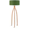 Lampe sur pied en bambou et abat-jour lin écologique ANNAPURNA (naturel, vert foncé)