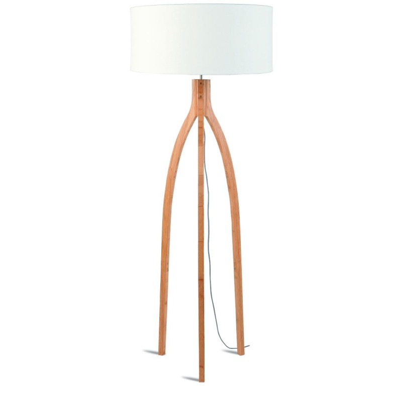 Lampe sur pied en bambou et abat-jour lin écologique ANNAPURNA (naturel, blanc)