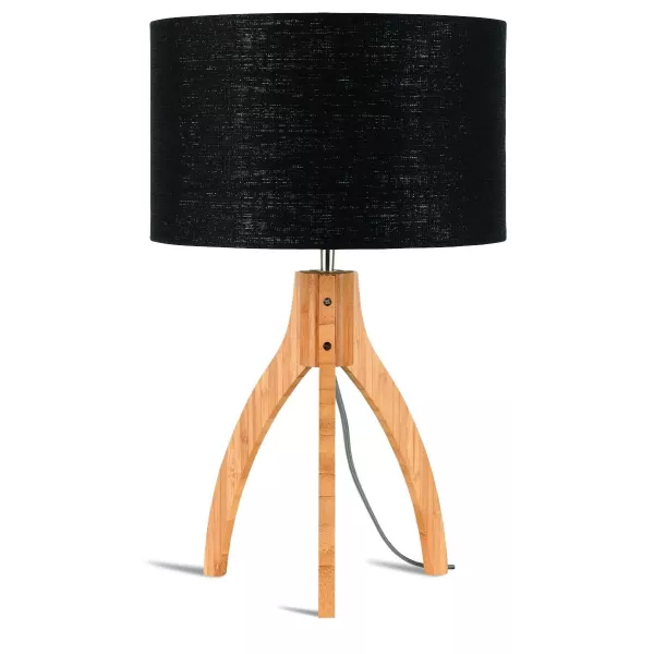 Lampe de table en bambou et abat-jour lin écologique ANNAPURNA (naturel, noir)