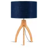 Lampe de table en bambou et abat-jour lin écologique ANNAPURNA (naturel, bleu jeans)