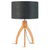 Lampe de table en bambou et abat-jour lin écologique ANNAPURNA (naturel, gris foncé)