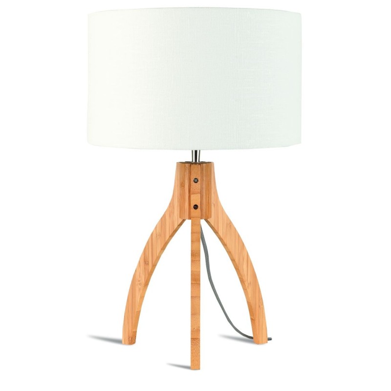 Lampe de table en bambou et abat-jour lin écologique ANNAPURNA (naturel, blanc)