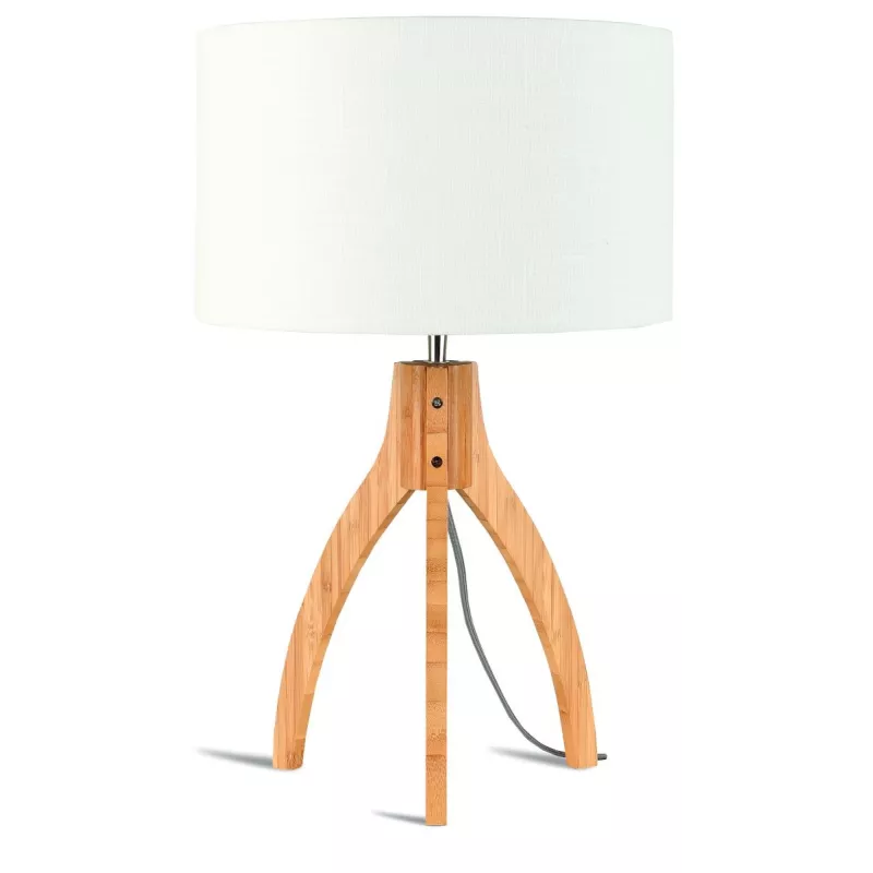 Lampe de table en bambou et abat-jour lin écologique ANNAPURNA (naturel, blanc)