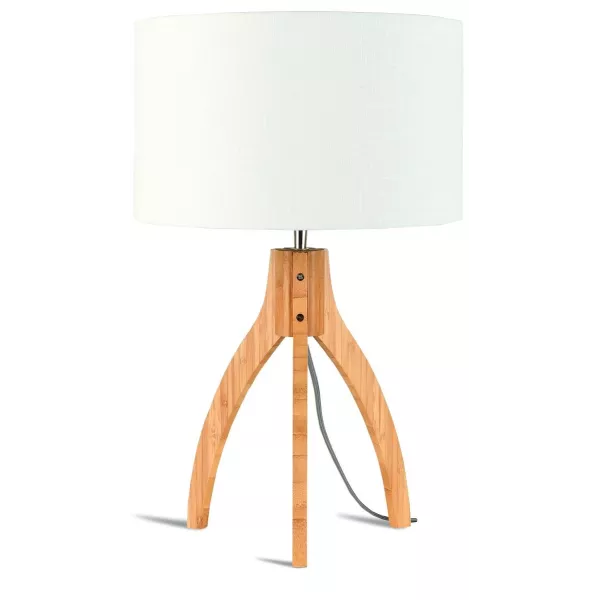 Lampe de table en bambou et abat-jour lin écologique ANNAPURNA (naturel, blanc)