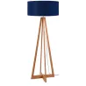 Lampe sur pied en bambou et abat-jour lin écologique EVEREST (naturel, bleu jeans)