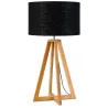 Lampe de table en bambou et abat-jour lin écologique EVEREST (naturel, noir)