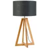 Lampe de table en bambou et abat-jour lin écologique EVEREST (naturel, gris foncé)