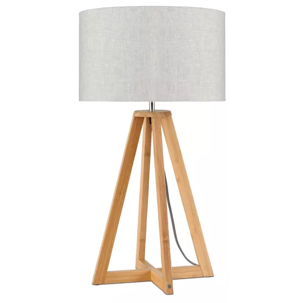 Lampe de table en bambou et abat-jour lin écologique EVEREST (naturel, lin clair)