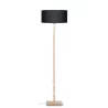 Lampe sur pied en bambou et abat-jour lin écologique FUJI (naturel, noir)