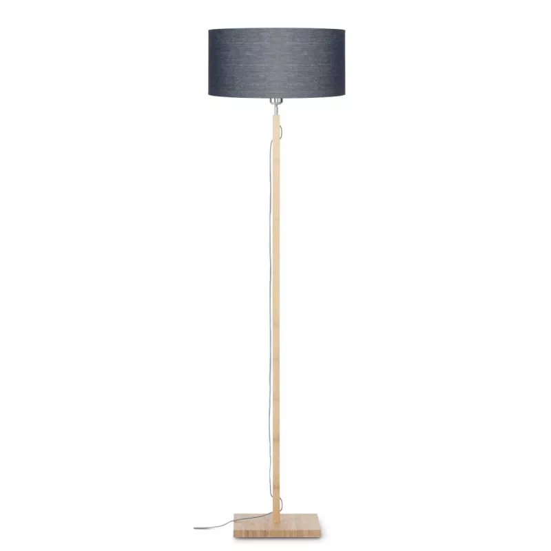 Lampe sur pied en bambou et abat-jour lin écologique FUJI (naturel, gris foncé)